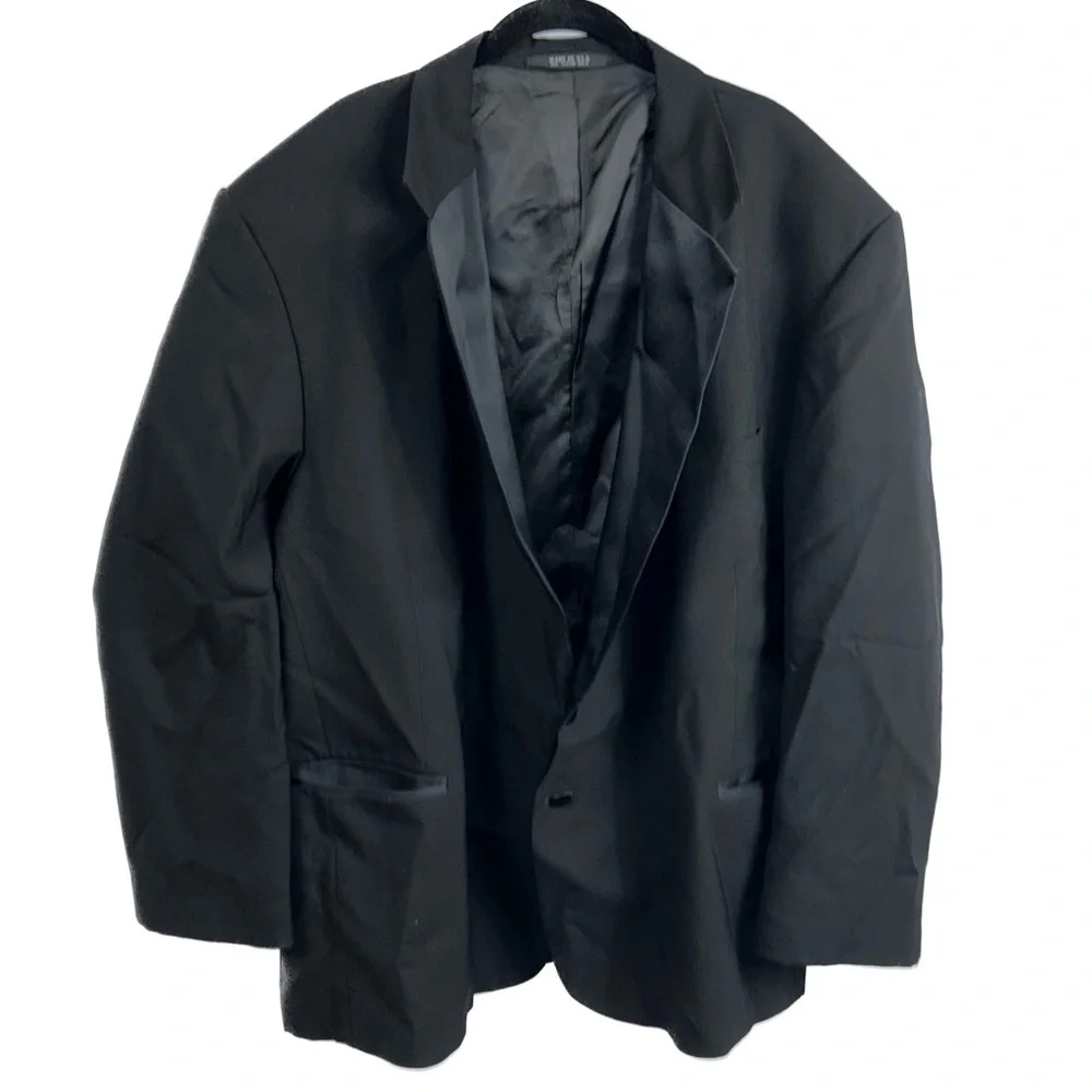 After Six Suit Jacket Formals Black Satin Collar and Buttons Tuxedo Jacket